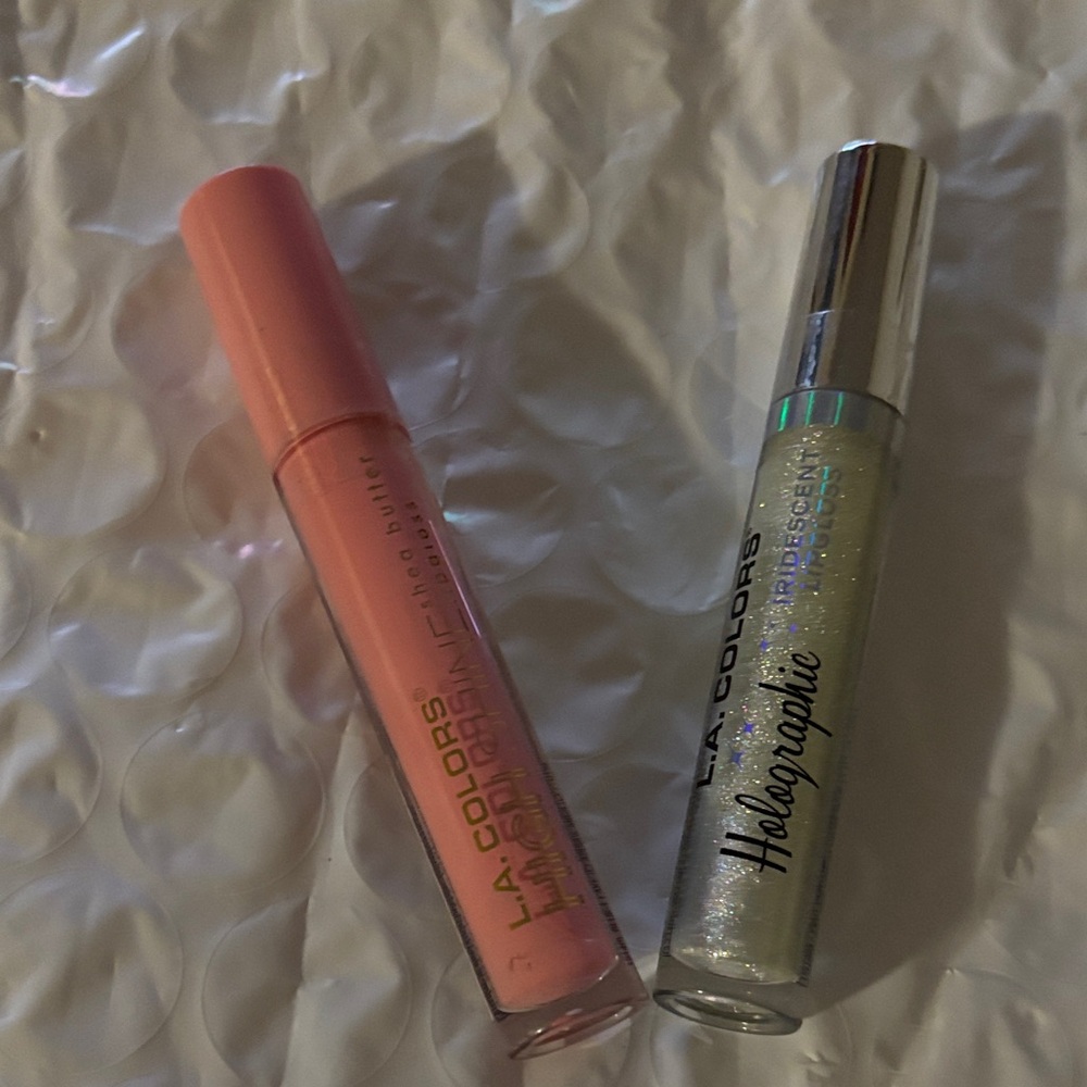 L.A. Colors Pink High Shine Gloss with Holographic Top Coat Duo